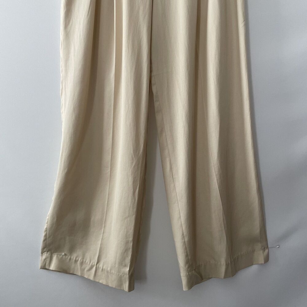 NWT Banana Republic Wide Leg Pleated Tencel Lyocell Pants Beige Size 10 - Picture 4 of 12